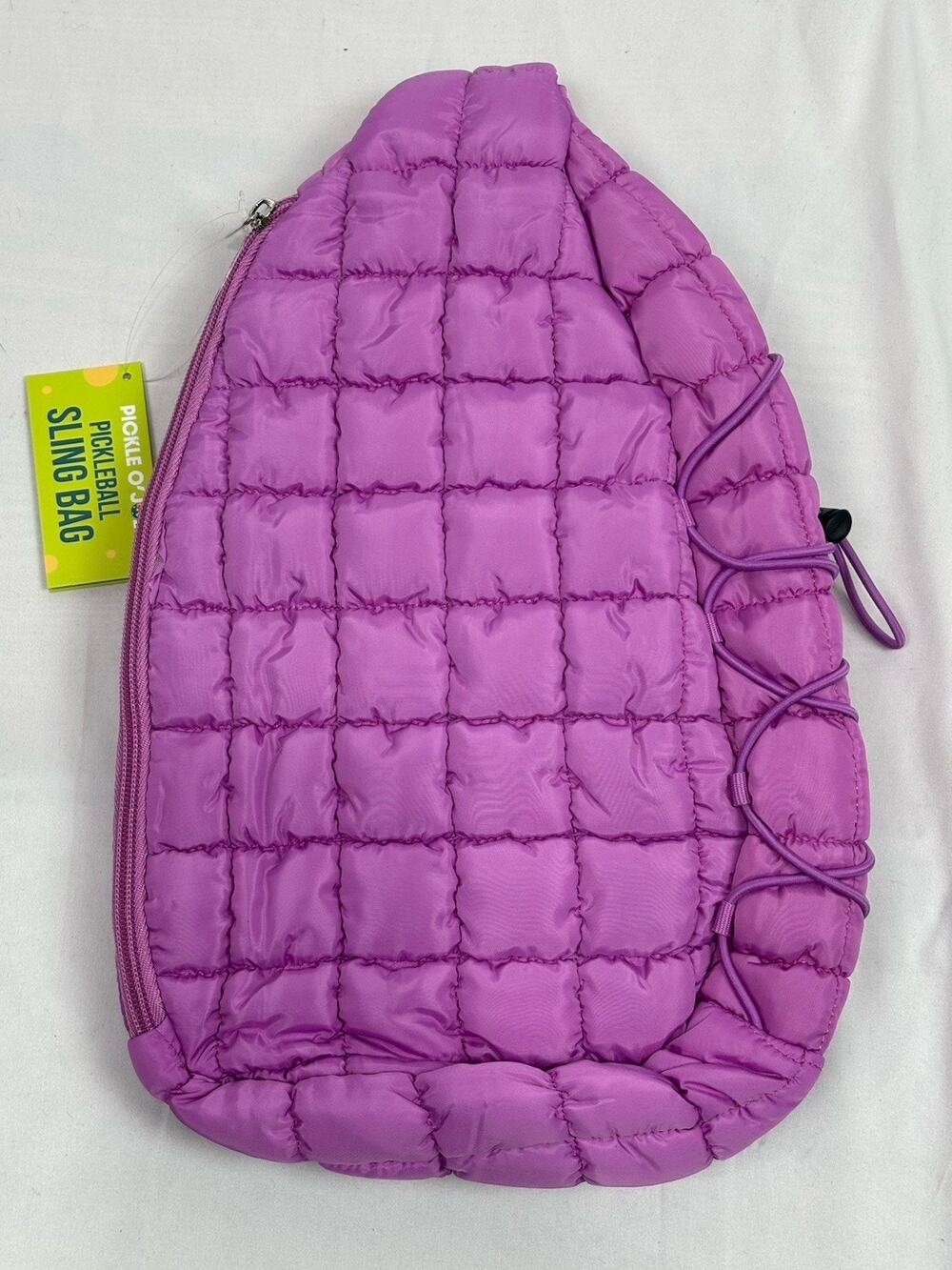 Pickle O' Joe Quilted Sling Bag Vibrant Purple Cross Body Purse 16.5” x 8.5”x 3”